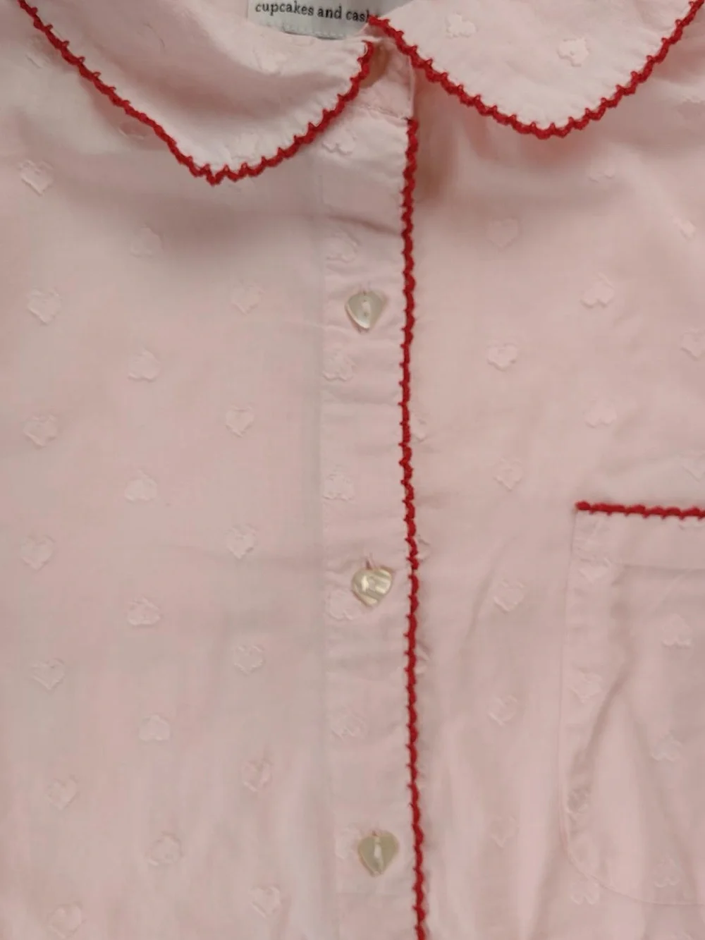 Cupcakes and Cashmere 100% Cotton Pink Short Pajama Set with Red Trim Size Small
